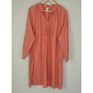 Chico’s Size 2 (12/14) Poplin Short Dress With Embroidered Puff Sleeve Calypso